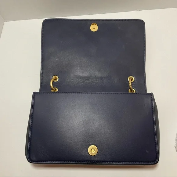 Tory Burch Alexa Quilted suede Tote in navy Shoulder Bag Purse Handbag - Picture 5 of 8